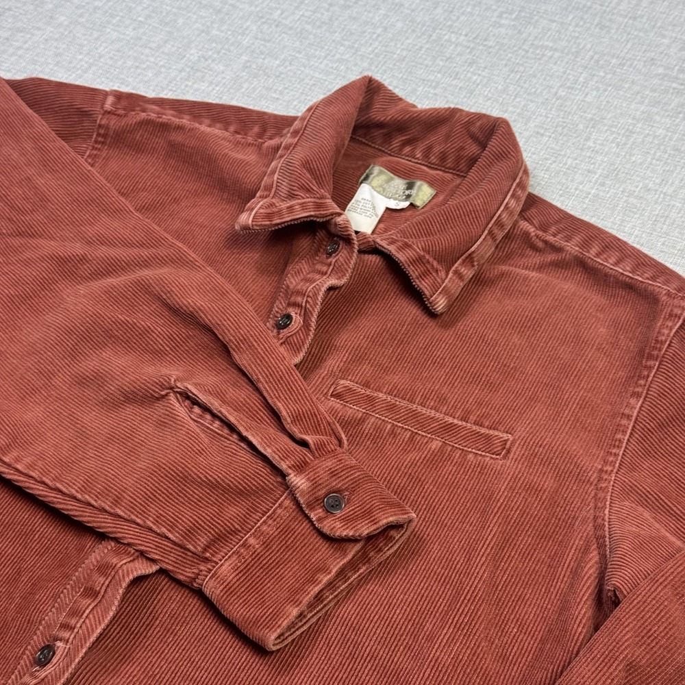 The Territory Ahead Button-Up Womens S Orange Corduroy Tunic Relaxed Long Sleeve